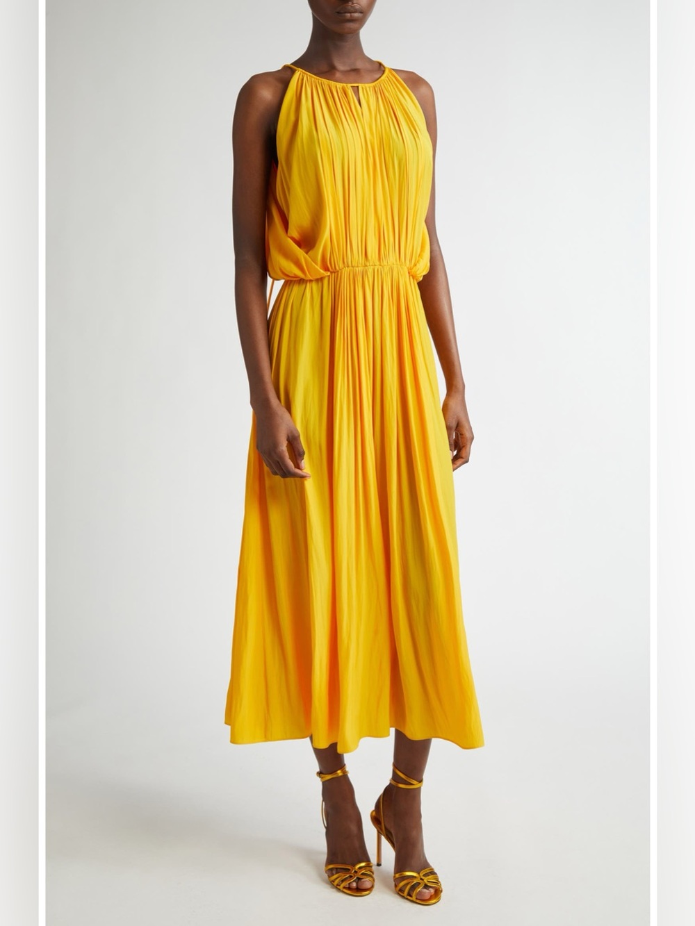 ALC A.L.C Meredith Pleated Sleeveless Dress XXS Marigold Yellow
